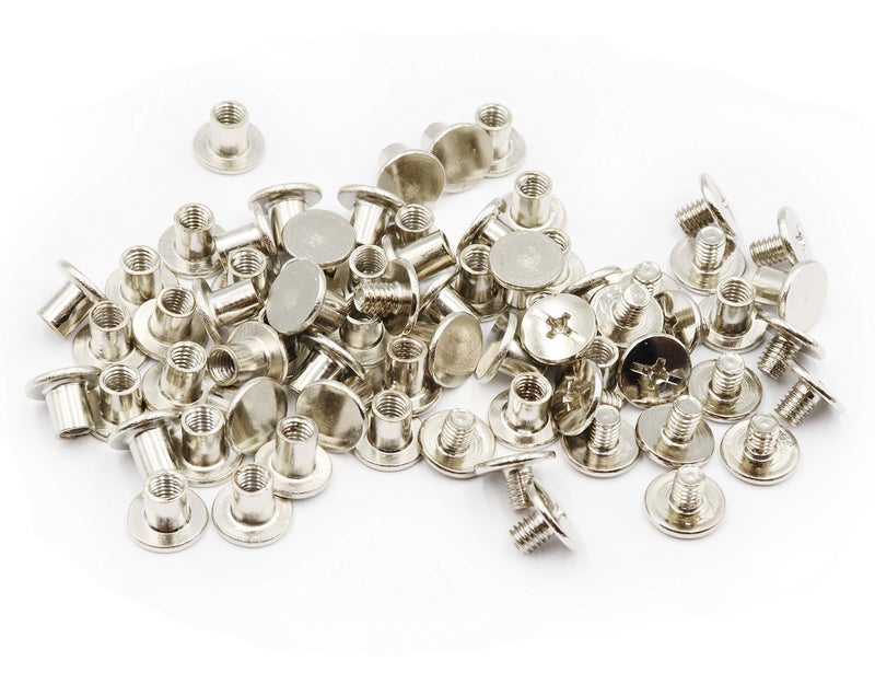 LBY 100 Sets M5 x 6mm Chicago Screws, Binding Screw Posts, Book Screws, Binding Barrels and Screws Assortment Kit, for Leather Saddles Purses Belt Repair, Nickel-Plated - Image 5